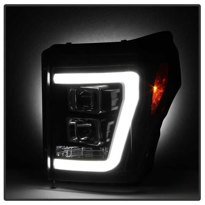 Version 2 Black Light Bar DRL Projector Headlights <br>11-16 Ford F-250 F-350 F-450 Super Duty