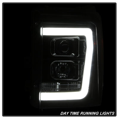 Version 2 Black Light Bar DRL Projector Headlights <br>11-16 Ford F-250 F-350 F-450 Super Duty
