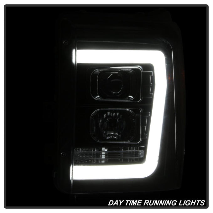 Version 2 Black Light Bar DRL Projector Headlights <br>11-16 Ford F-250 F-350 F-450 Super Duty