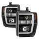 Version 2 Black Light Bar DRL Projector Headlights <br>08-10 Ford F-250 F-350 F-450 Super Duty