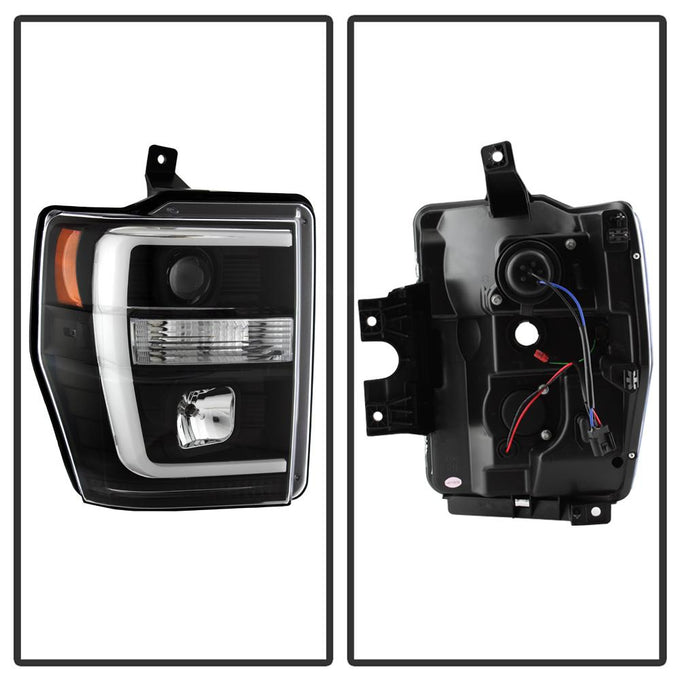 Version 2 Black Light Bar DRL Projector Headlights <br>08-10 Ford F-250 F-350 F-450 Super Duty