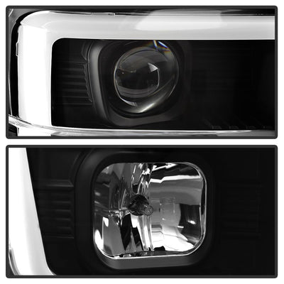 Version 2 Black Light Bar DRL Projector Headlights <br>08-10 Ford F-250 F-350 F-450 Super Duty