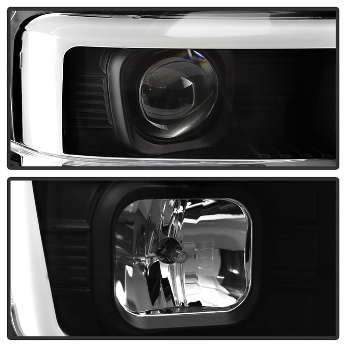 Version 2 Black Light Bar DRL Projector Headlights <br>08-10 Ford F-250 F-350 F-450 Super Duty