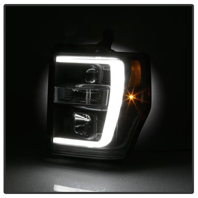 Version 2 Black Light Bar DRL Projector Headlights <br>08-10 Ford F-250 F-350 F-450 Super Duty