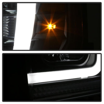 Version 2 Black Light Bar DRL Projector Headlights <br>08-10 Ford F-250 F-350 F-450 Super Duty