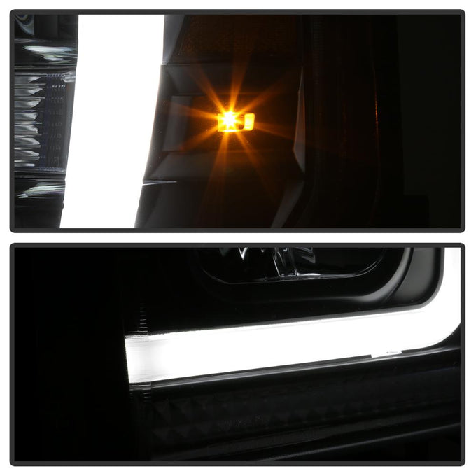 Version 2 Black Light Bar DRL Projector Headlights <br>08-10 Ford F-250 F-350 F-450 Super Duty
