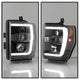 Version 2 Black Light Bar DRL Projector Headlights <br>08-10 Ford F-250 F-350 F-450 Super Duty