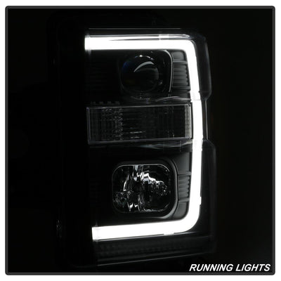 Version 2 Black Light Bar DRL Projector Headlights <br>08-10 Ford F-250 F-350 F-450 Super Duty