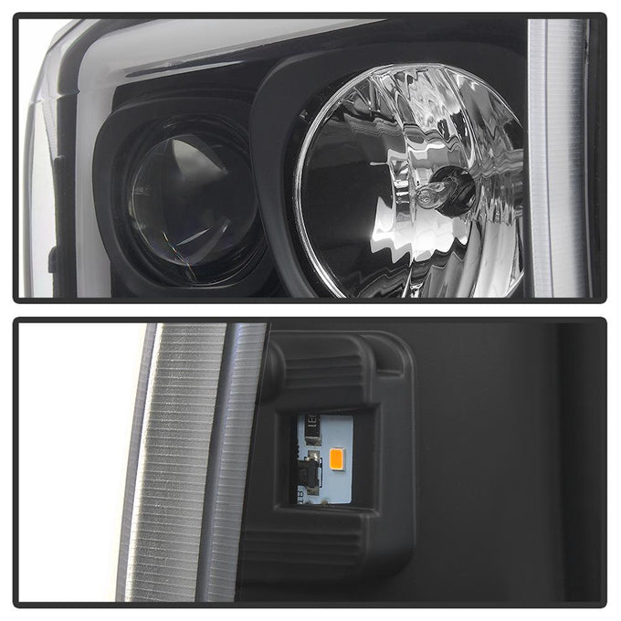 Black 1PC Light Bar Projector Headlights <br>99-04 Ford F-250 Super Duty 00-04 Ford Excursion