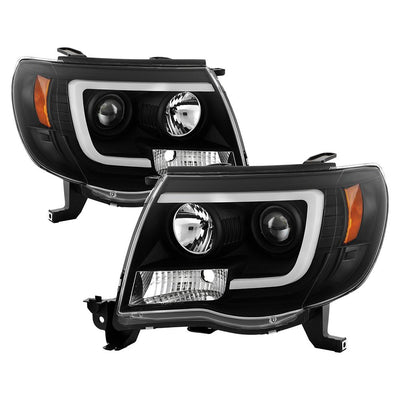 Version 2 Black Light Bar DRL Projector Headlights <br>05-11 Toyota Tacoma