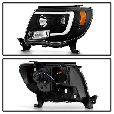 Version 2 Black Light Bar DRL Projector Headlights <br>05-11 Toyota Tacoma