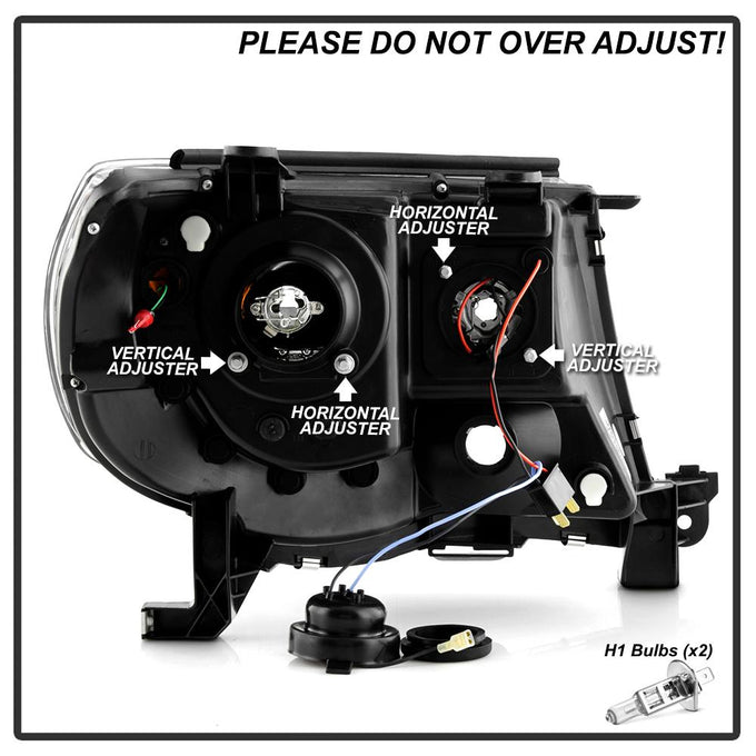 Version 2 Black Light Bar DRL Projector Headlights <br>05-11 Toyota Tacoma