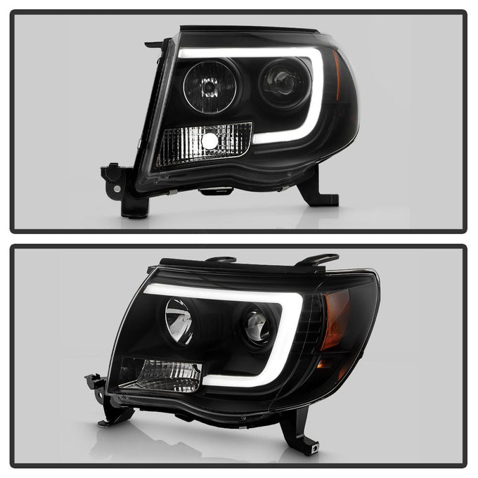Version 2 Black Light Bar DRL Projector Headlights <br>05-11 Toyota Tacoma