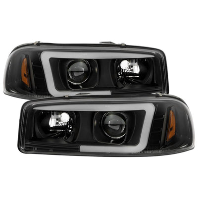 Version 2 Black Light Bar DRL Projector Headlights <br>99-06 GMC Sierra 1500-3500, Yukon, 2007 Classic