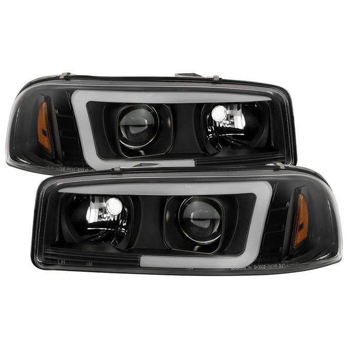 Version 2 Black Light Bar DRL Projector Headlights <br>99-06 GMC Sierra 1500-3500, Yukon, 2007 Classic