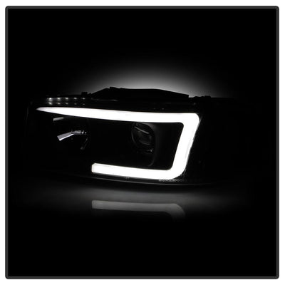 Version 2 Black Light Bar DRL Projector Headlights <br>99-06 GMC Sierra 1500-3500, Yukon, 2007 Classic