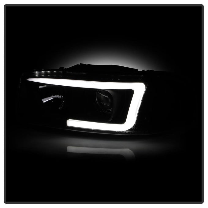Version 2 Black Light Bar DRL Projector Headlights <br>99-06 GMC Sierra 1500-3500, Yukon, 2007 Classic