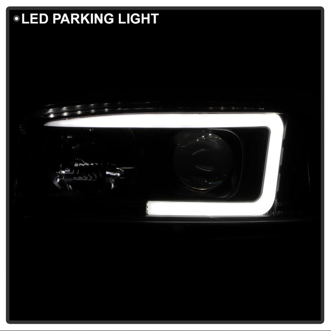 Version 2 Black Light Bar DRL Projector Headlights <br>99-06 GMC Sierra 1500-3500, Yukon, 2007 Classic