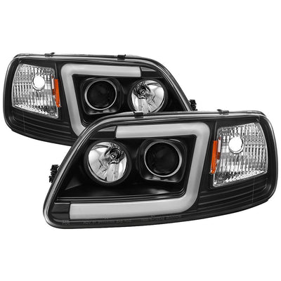 Black 1PC Light Bar Projector Headlights <br>97-03 Ford F-150 97-02 Ford Expedition