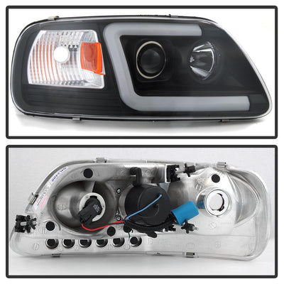 Black 1PC Light Bar Projector Headlights <br>97-03 Ford F-150 97-02 Ford Expedition