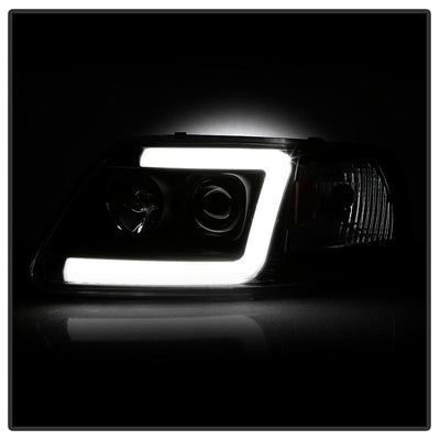 Black 1PC Light Bar Projector Headlights <br>97-03 Ford F-150 97-02 Ford Expedition