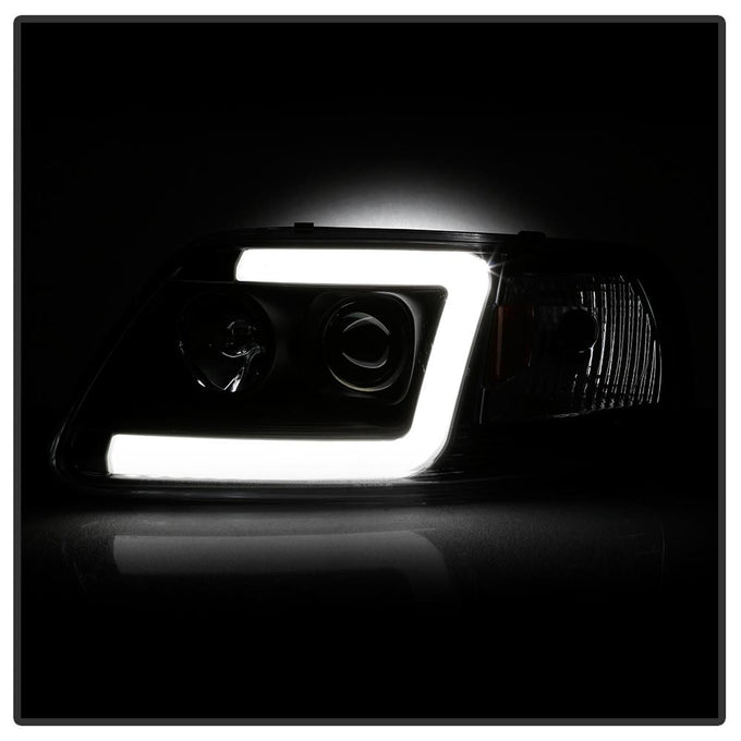 Black 1PC Light Bar Projector Headlights <br>97-03 Ford F-150 97-02 Ford Expedition