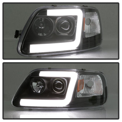 Black 1PC Light Bar Projector Headlights <br>97-03 Ford F-150 97-02 Ford Expedition
