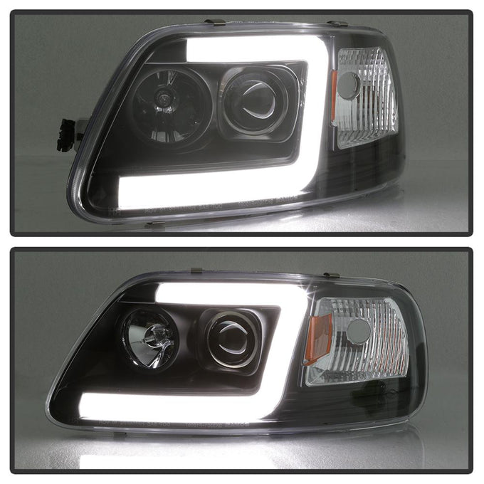 Black 1PC Light Bar Projector Headlights <br>97-03 Ford F-150 97-02 Ford Expedition