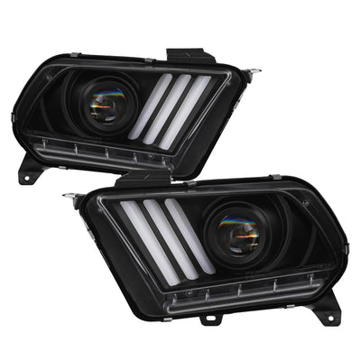 LED Sequential Turn Signals Black Light Bar Projector Headlights <br>10-12 Ford Mustang