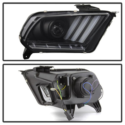 LED Sequential Turn Signals Black Light Bar Projector Headlights <br>10-12 Ford Mustang