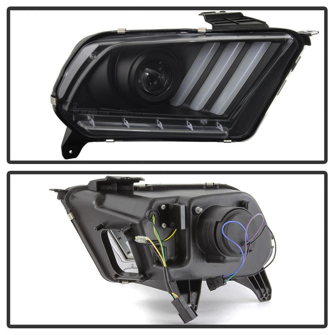LED Sequential Turn Signals Black Light Bar Projector Headlights <br>10-12 Ford Mustang