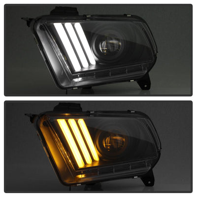 LED Sequential Turn Signals Black Light Bar Projector Headlights <br>10-12 Ford Mustang