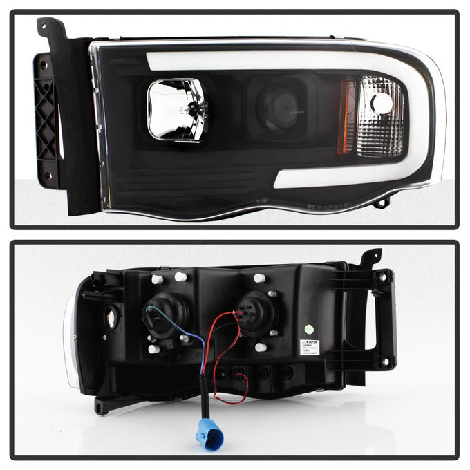 Black Light Bar Projector Headlights <br>02-05 Dodge Ram 1500 03-05 Dodge Ram 3500 Ram 2500
