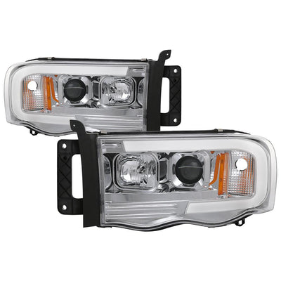 Version 2 Chrome Light Bar DRL Projector Headlights <br>02-05 Dodge Ram 1500 03-05 Dodge Ram 3500 Ram 2500