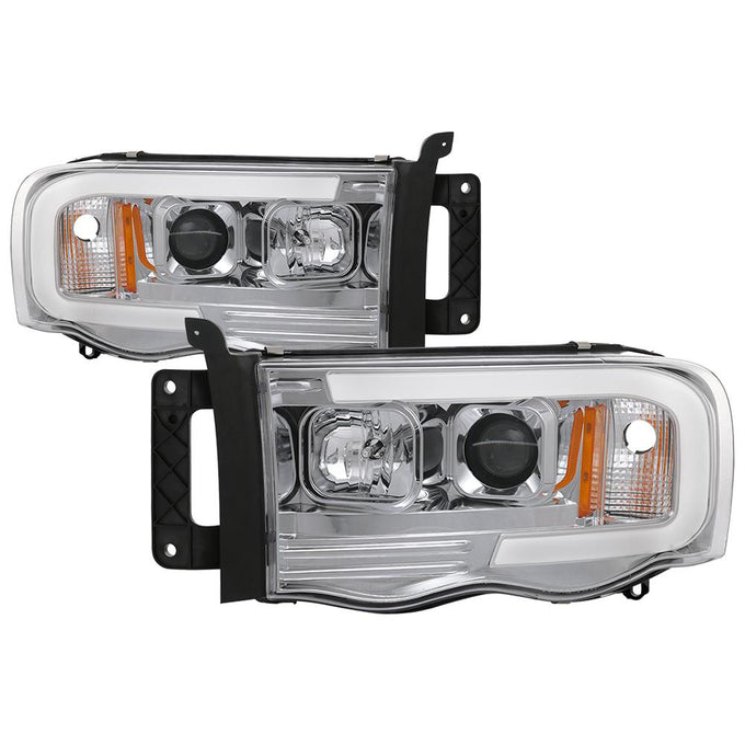 Version 2 Chrome Light Bar DRL Projector Headlights <br>02-05 Dodge Ram 1500 03-05 Dodge Ram 3500 Ram 2500