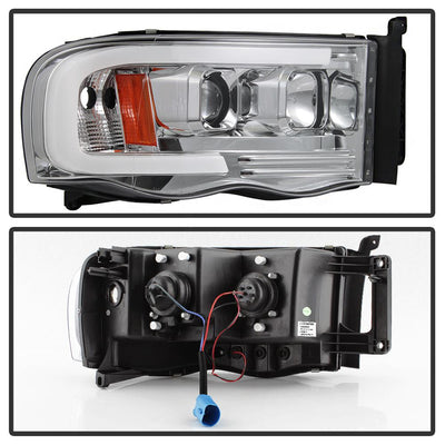 Version 2 Chrome Light Bar DRL Projector Headlights <br>02-05 Dodge Ram 1500 03-05 Dodge Ram 3500 Ram 2500