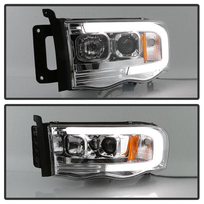 Version 2 Chrome Light Bar DRL Projector Headlights <br>02-05 Dodge Ram 1500 03-05 Dodge Ram 3500 Ram 2500