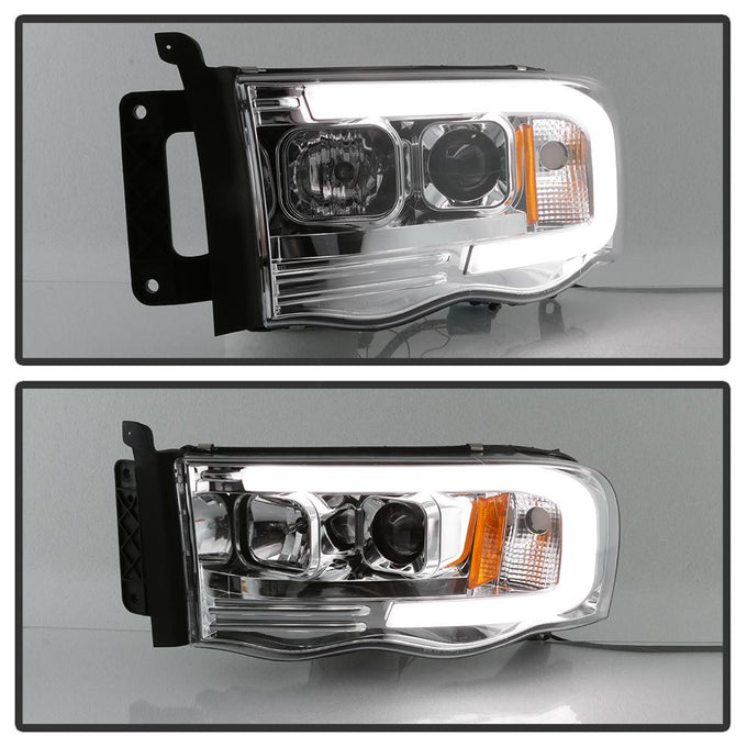 Version 2 Chrome Light Bar DRL Projector Headlights <br>02-05 Dodge Ram 1500 03-05 Dodge Ram 3500 Ram 2500