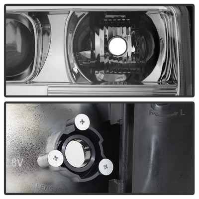 Version 2 Chrome Light Bar DRL Projector Headlights <br>99-06 GMC Sierra 1500-3500, Yukon, 2007 Classic