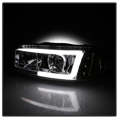 Version 2 Chrome Light Bar DRL Projector Headlights <br>99-06 GMC Sierra 1500-3500, Yukon, 2007 Classic