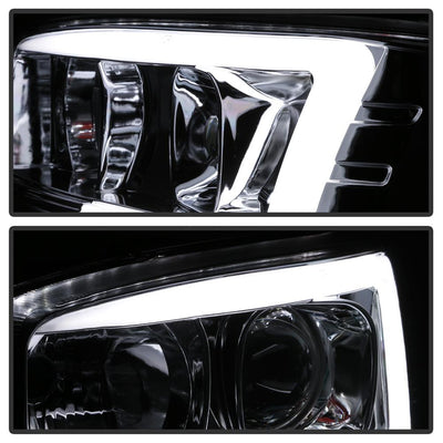 Version 2 Chrome Light Bar DRL Projector Headlights <br>99-06 GMC Sierra 1500-3500, Yukon, 2007 Classic