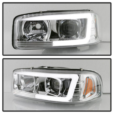 Version 2 Chrome Light Bar DRL Projector Headlights <br>99-06 GMC Sierra 1500-3500, Yukon, 2007 Classic