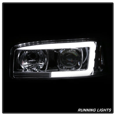 Version 2 Chrome Light Bar DRL Projector Headlights <br>99-06 GMC Sierra 1500-3500, Yukon, 2007 Classic