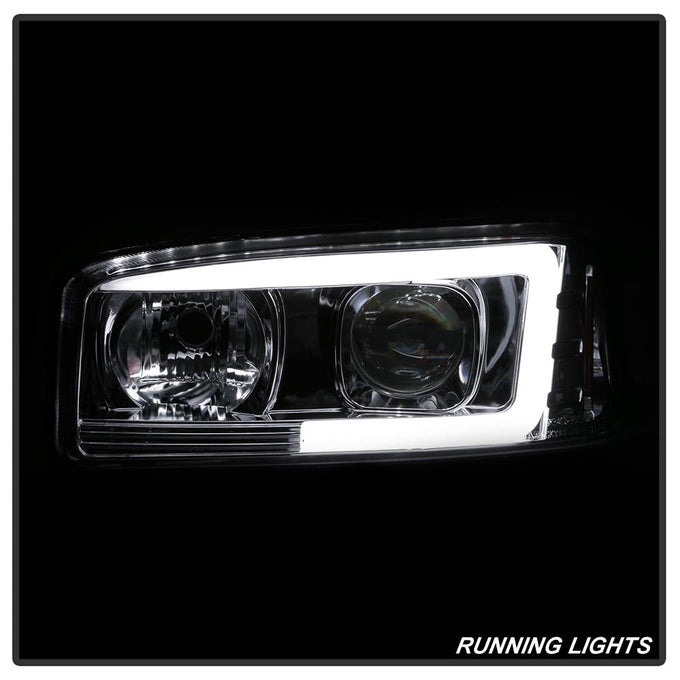Version 2 Chrome Light Bar DRL Projector Headlights <br>99-06 GMC Sierra 1500-3500, Yukon, 2007 Classic