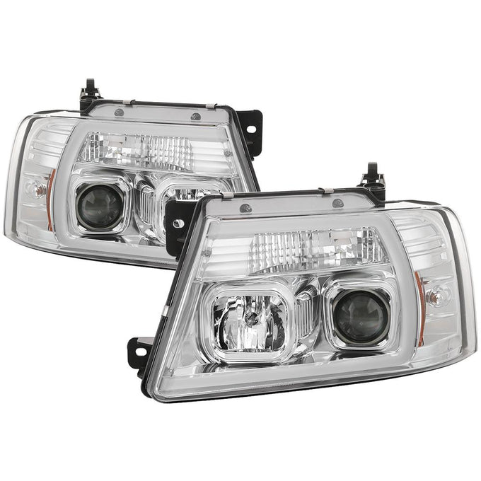 Chrome Light Bar Projector Headlights <br>04-08 Ford F-150