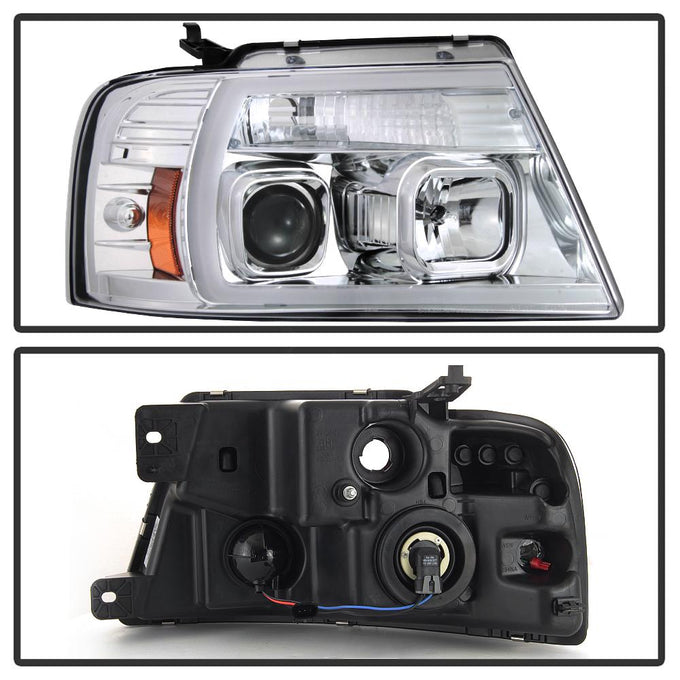 Chrome Light Bar Projector Headlights <br>04-08 Ford F-150