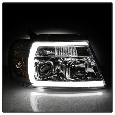 Chrome Light Bar Projector Headlights <br>04-08 Ford F-150