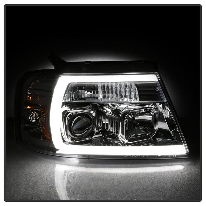 Chrome Light Bar Projector Headlights <br>04-08 Ford F-150