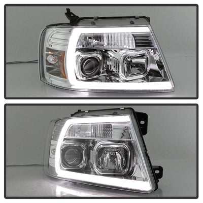 Chrome Light Bar Projector Headlights <br>04-08 Ford F-150