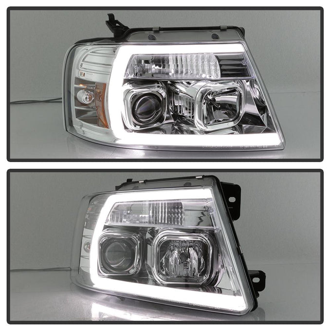 Chrome Light Bar Projector Headlights <br>04-08 Ford F-150